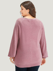 Plain Raglan Sleeve Eyelet Button Fly Cardigan