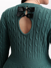 Back Cut Out Bows Cable Knit Sweater Dress