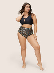 Bandana Print Gathered High Rise Swim Bottom