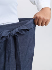 Asymmetrical Belted Denim-Like Pants