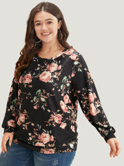 Floral Print Round Neck Sweatshirt