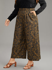 Silhouette Floral Print Elastic Waist Wide Leg Pants