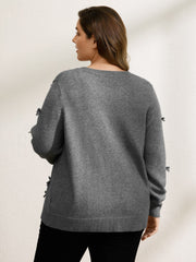 3D Bowknot Round Neck Knit Cardigan