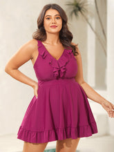 Ruffled Fit and Flare Swim Dress