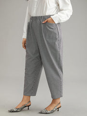 Gingham Elastic Waist Pocket Pants