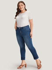 Floral Embroidered High Rise Dark Wash Jeans