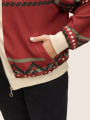 Colorblock Rib Knit Pocket Zipper Fly Jacket