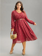 Snowflake Glitter Mesh Gathered Ruffles Dress