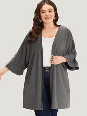 Supersoft Essentials Plain Open Front Pocket Batwing Sleeve Kimono