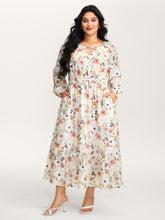 Floral Print Rayon Cut-Out Neck Maxi Dress
