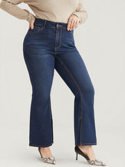 Bootcut Very Stretchy High Rise Dark Wash Split Hem Jeans