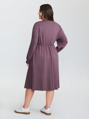 Adjustable Drawstring Side Midi Dress