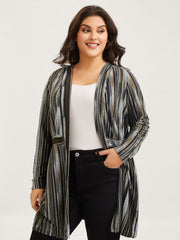 Colored Striped Open Front Waist Defining Jacket
