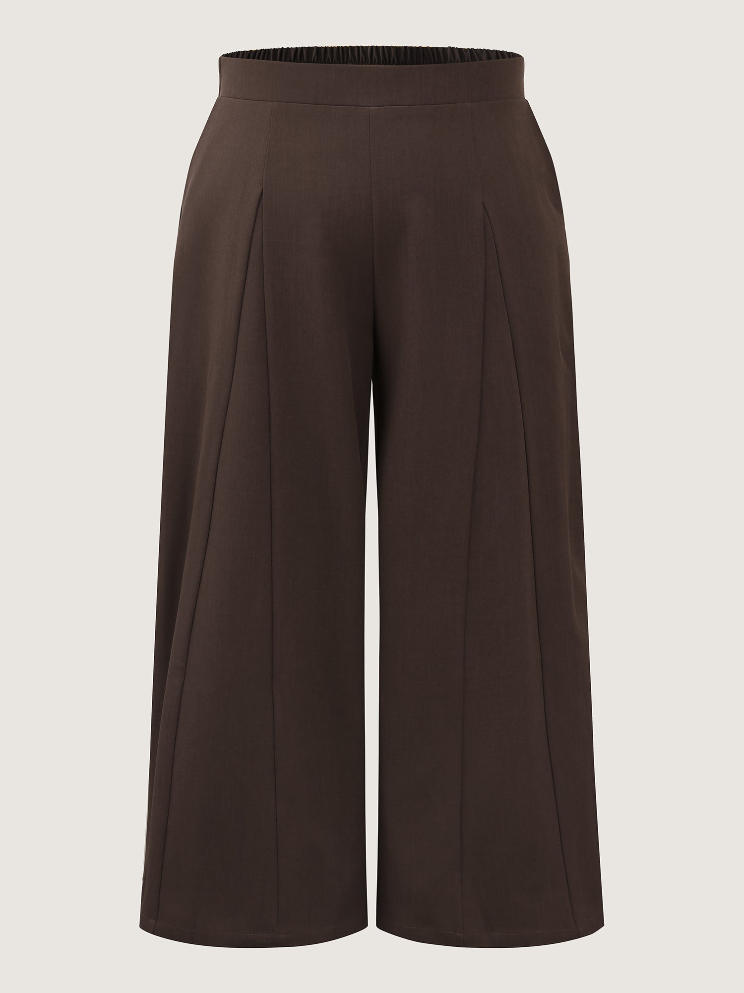 Side Seam Pockets Stretchy Waist Wide-Leg Pants