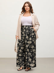 Silhouette Floral Print Wide-Leg Pants