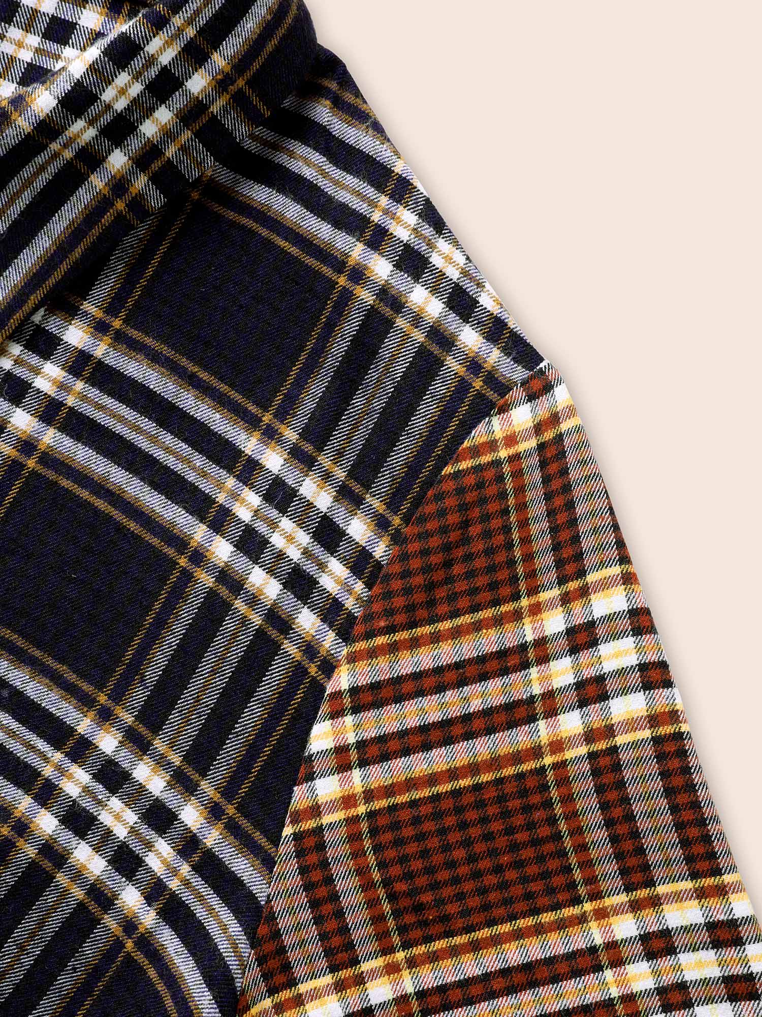 Shirt Collar Plaid Contrast Belted Dress