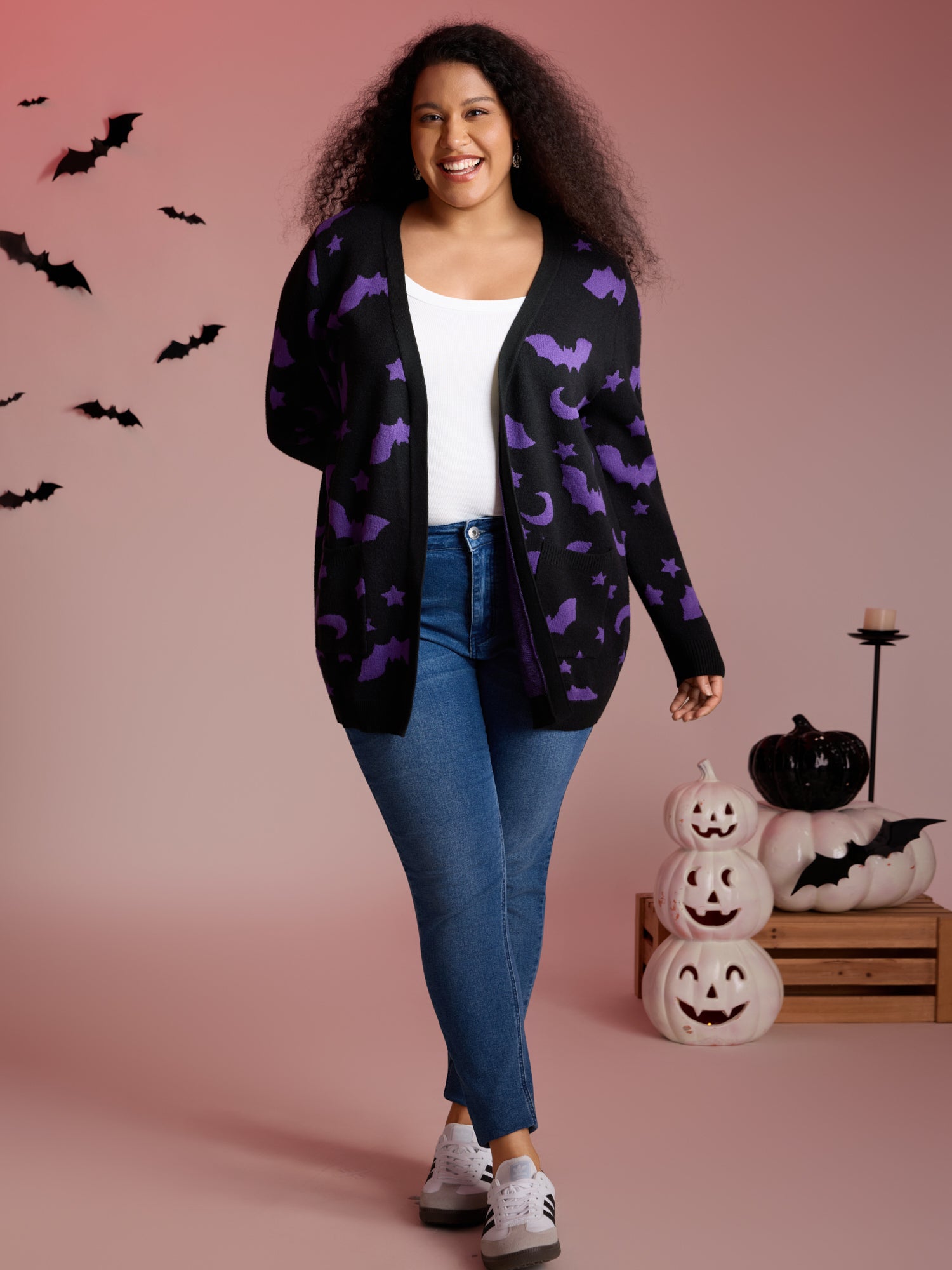 Bat Printed Jacquard Cardigan