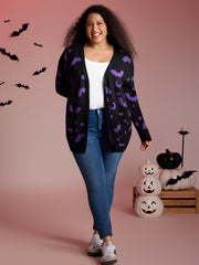 Bat Printed Jacquard Cardigan