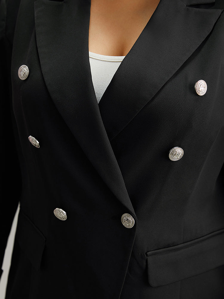 Suit Collar Metal Detail Patchwork Blazer