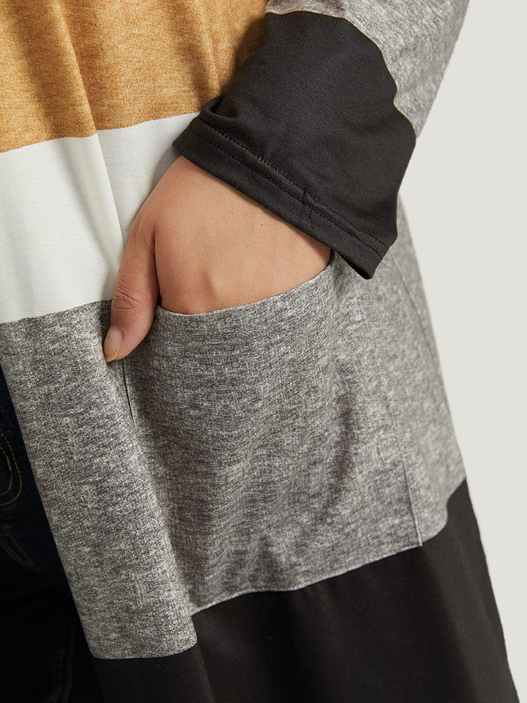 Halloween Anti-Wrinkle Colorblock Contrast Pocket Open Front Kimono