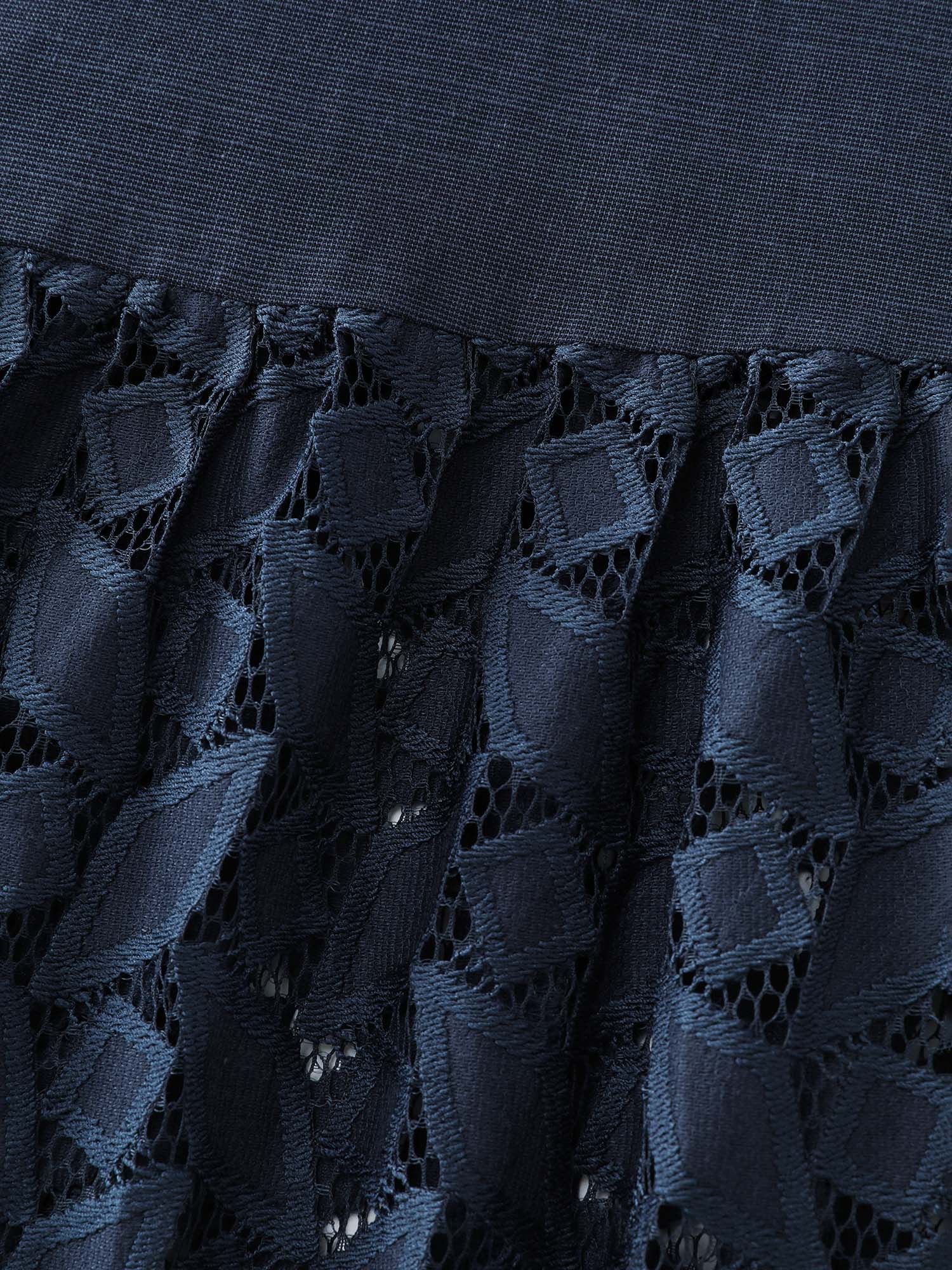 Floral Lace Cut-Out Shirred Midi Dress