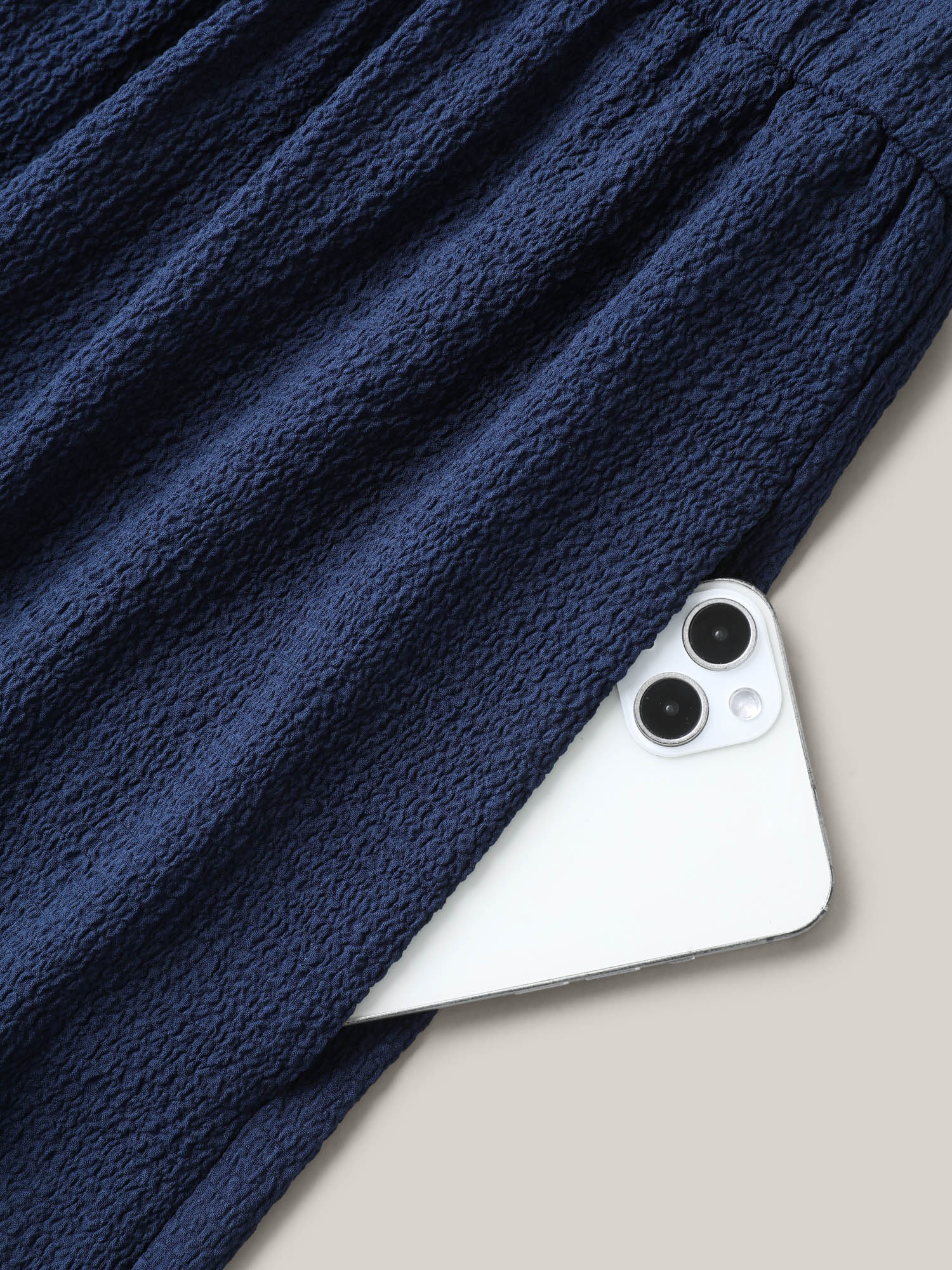 Shirred Pockets Wide-Leg Plain Jumpsuit