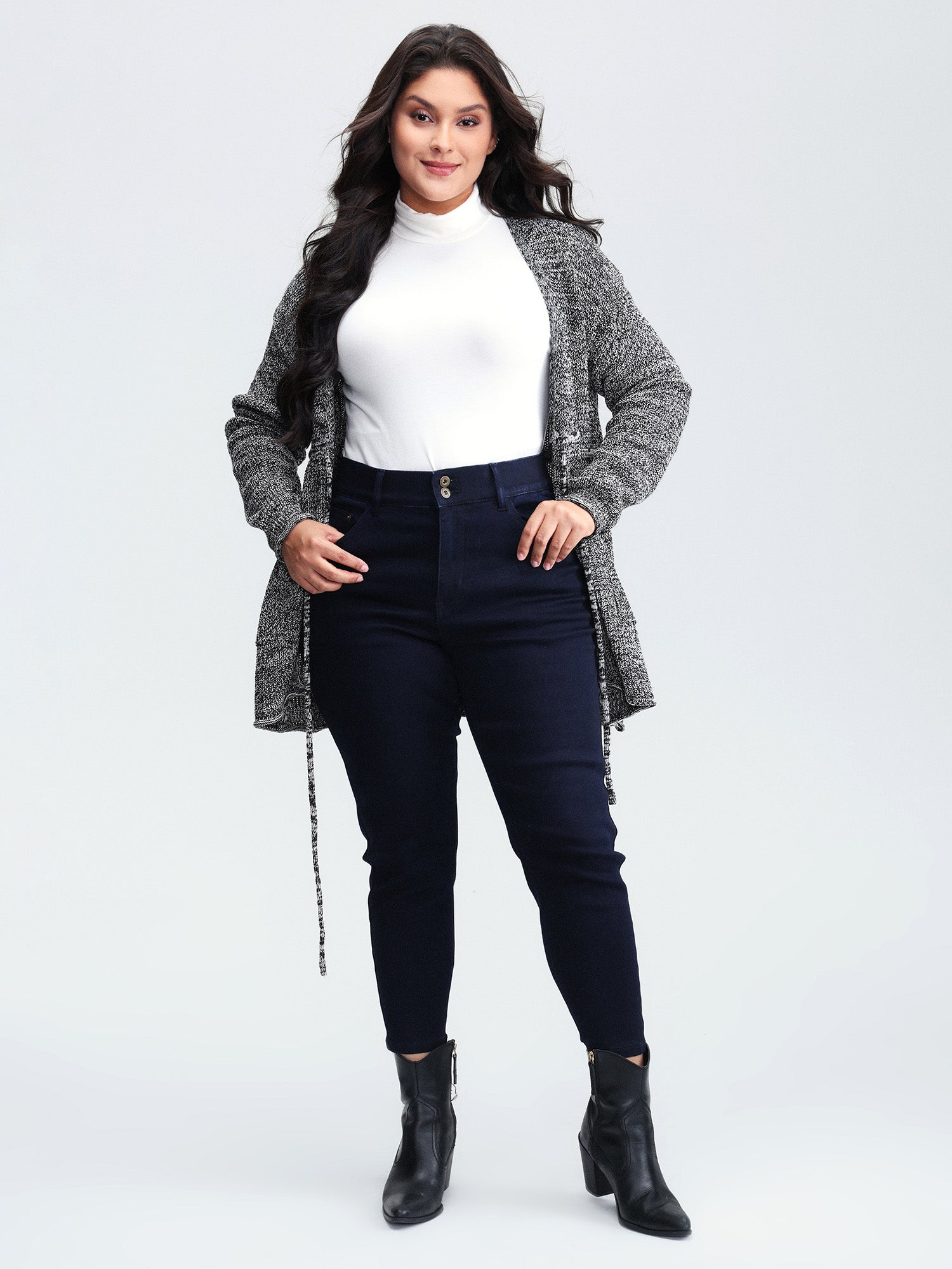 Heather Adjustable Waist Drawstring Knit Cardigan