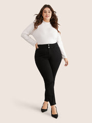 Black Wash Button Through Skinny Jeans