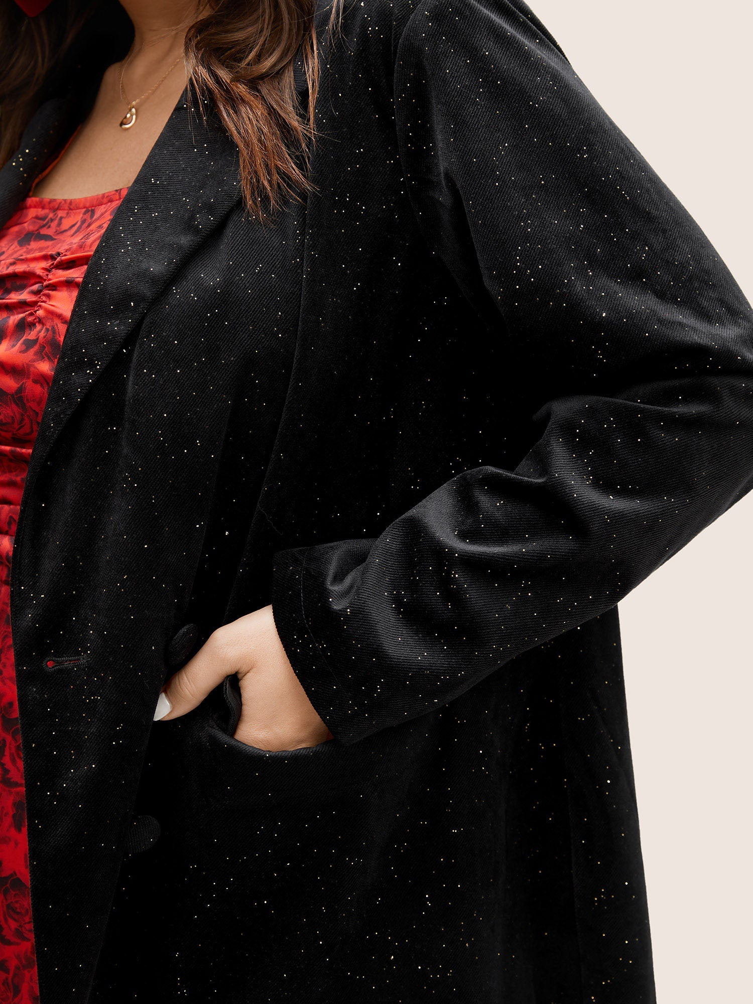 Galaxy Glitter Pocket Suit Collar Blazer