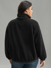 Solid Patchwork Button Up Pocket Zipper Jacket