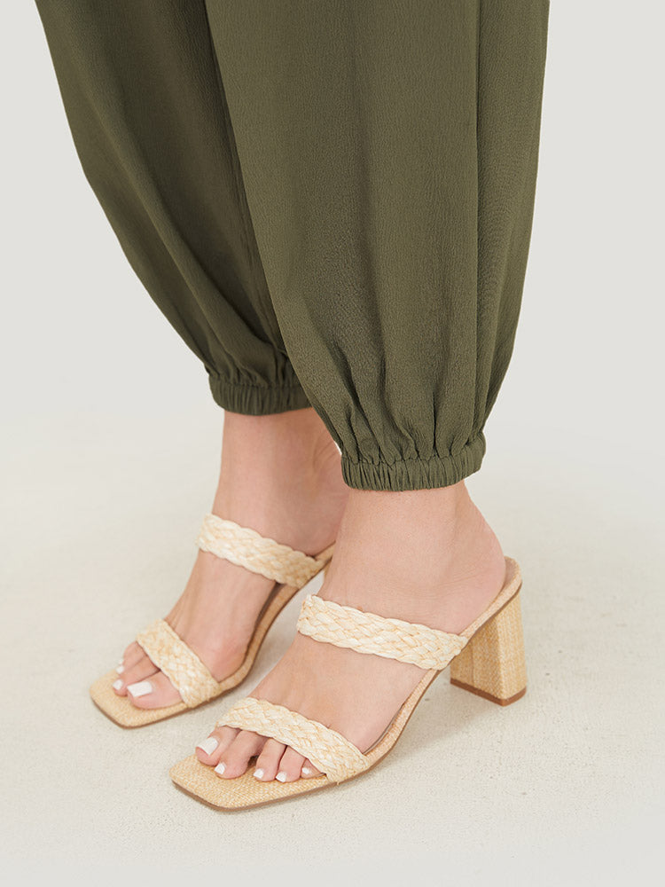 Solid Pocket Zip Up Cami Jumpsuit