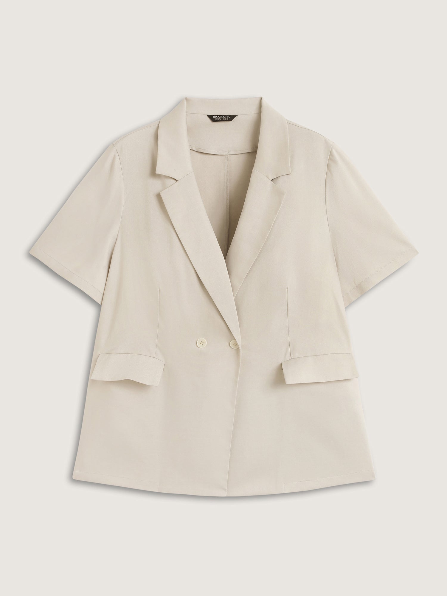 Short Sleeve Pockets Solid Blazer