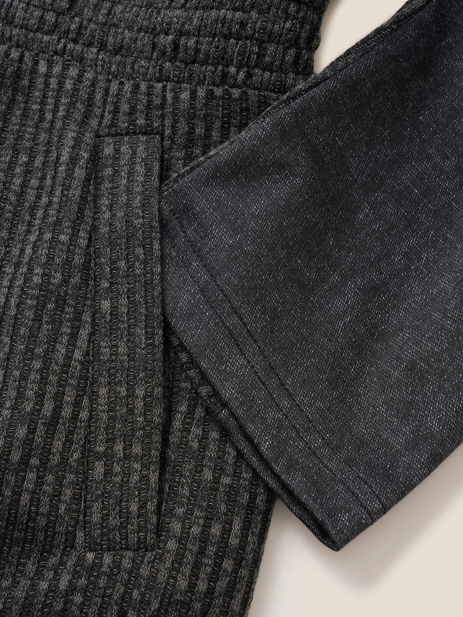 Texture Patchwork Rib Knit Zipper Jacket