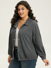 Solid Texture Button Through Pocket Shacket