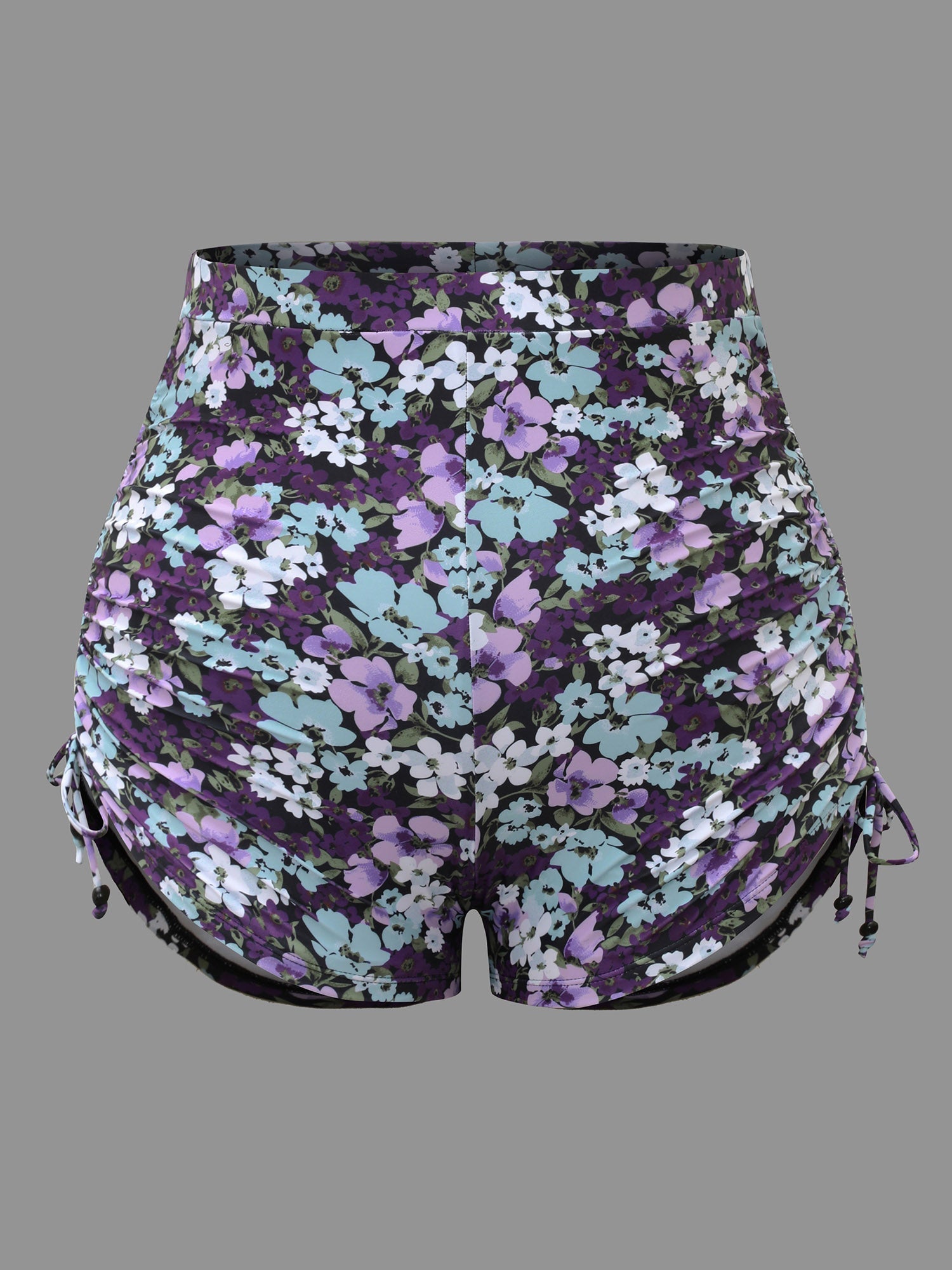 Floral Print Stretchy Drawstring Swim Bottoms