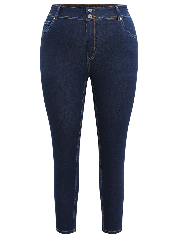 Plain Stitch Patched Pocket Jeans