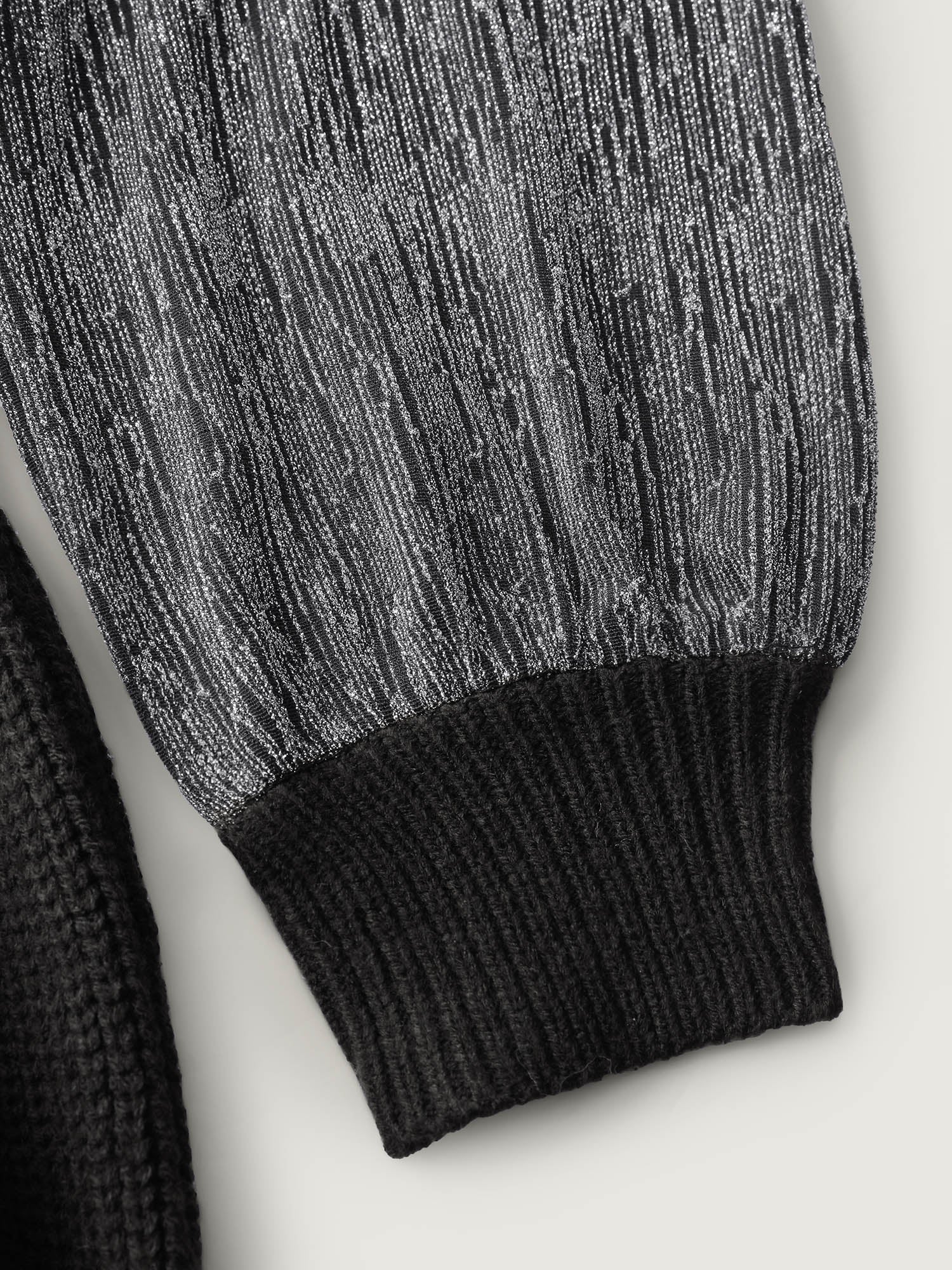 Glitter Textured Contrast Sleeve Midi Sweater Dress