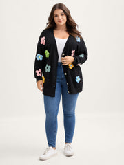 3D Floral Jacquard Embroidery Knit Cardigan