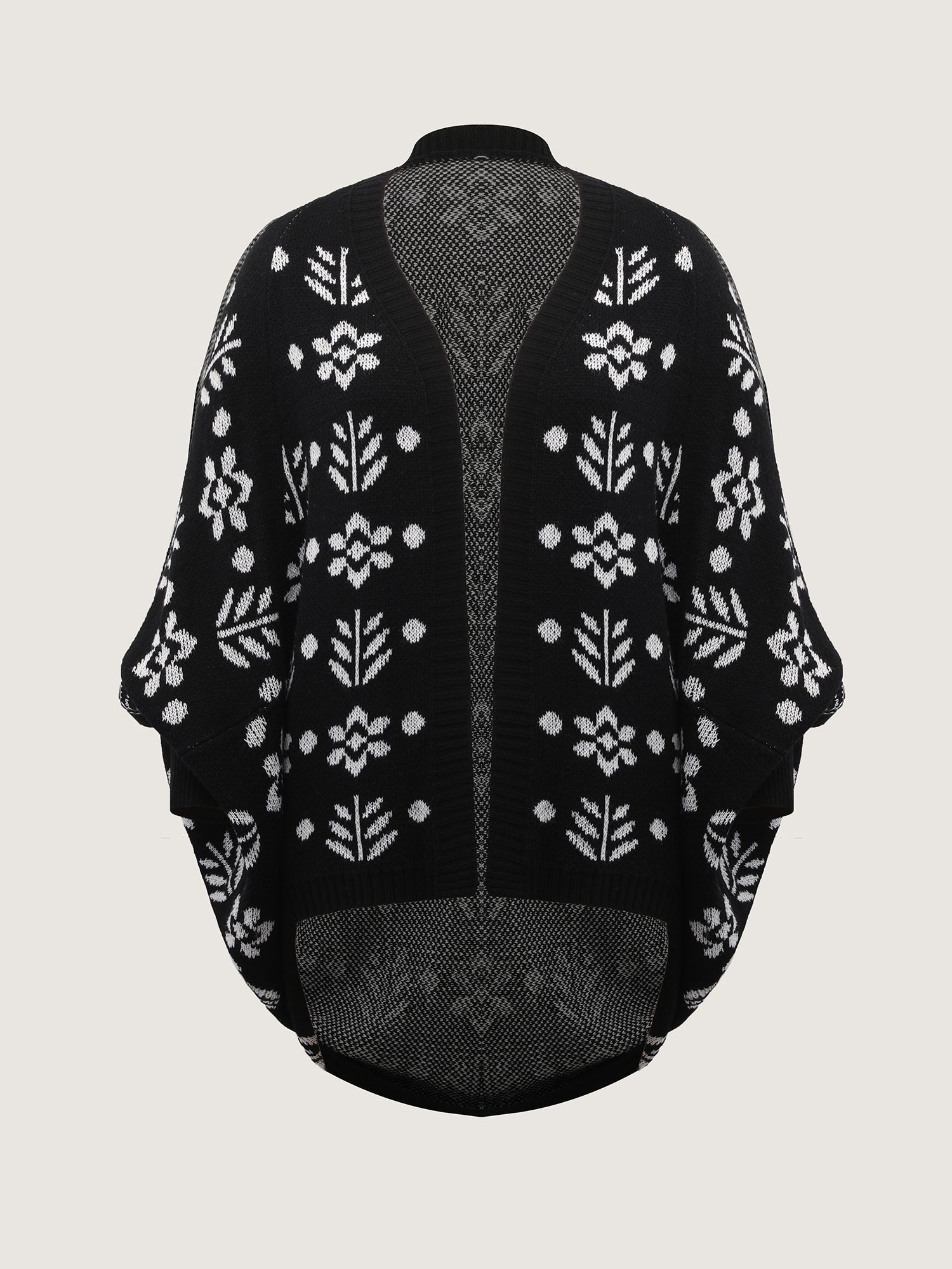 Floral Pattern Cloak-Style Cardigan