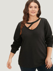 Solid Cut Out Sweatshirt