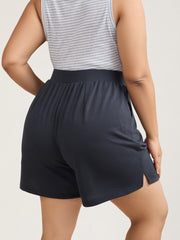 Stretchy Waist Split Relaxed Shorts