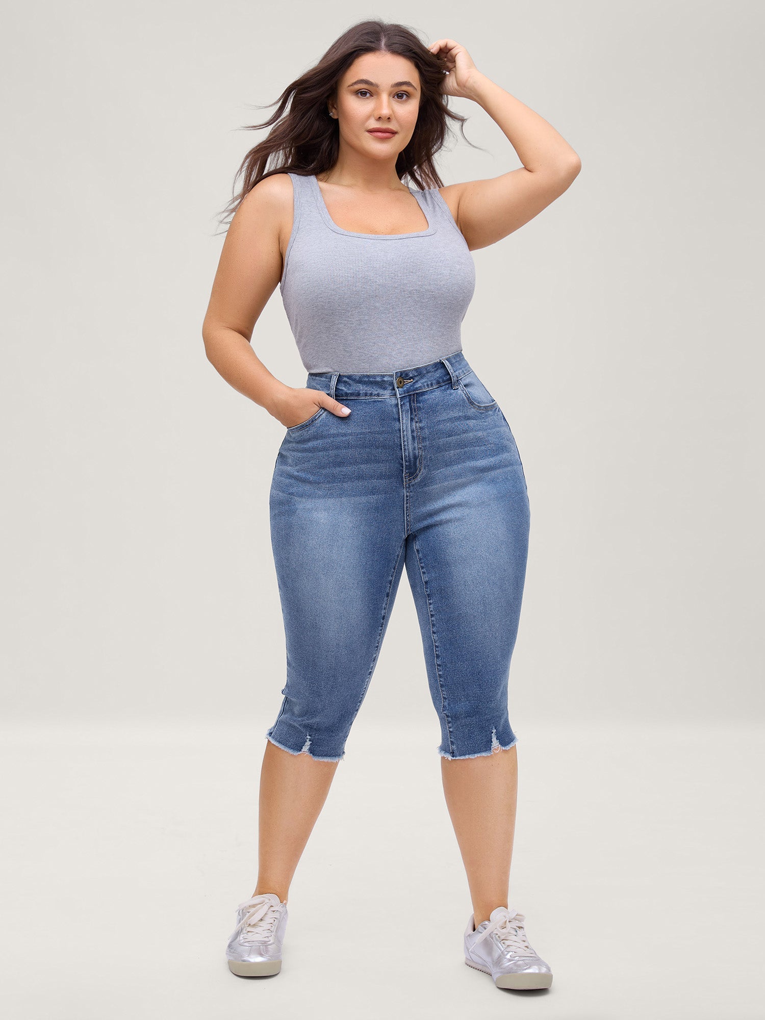 No-Gap Waist Stretchy Faded Jeans