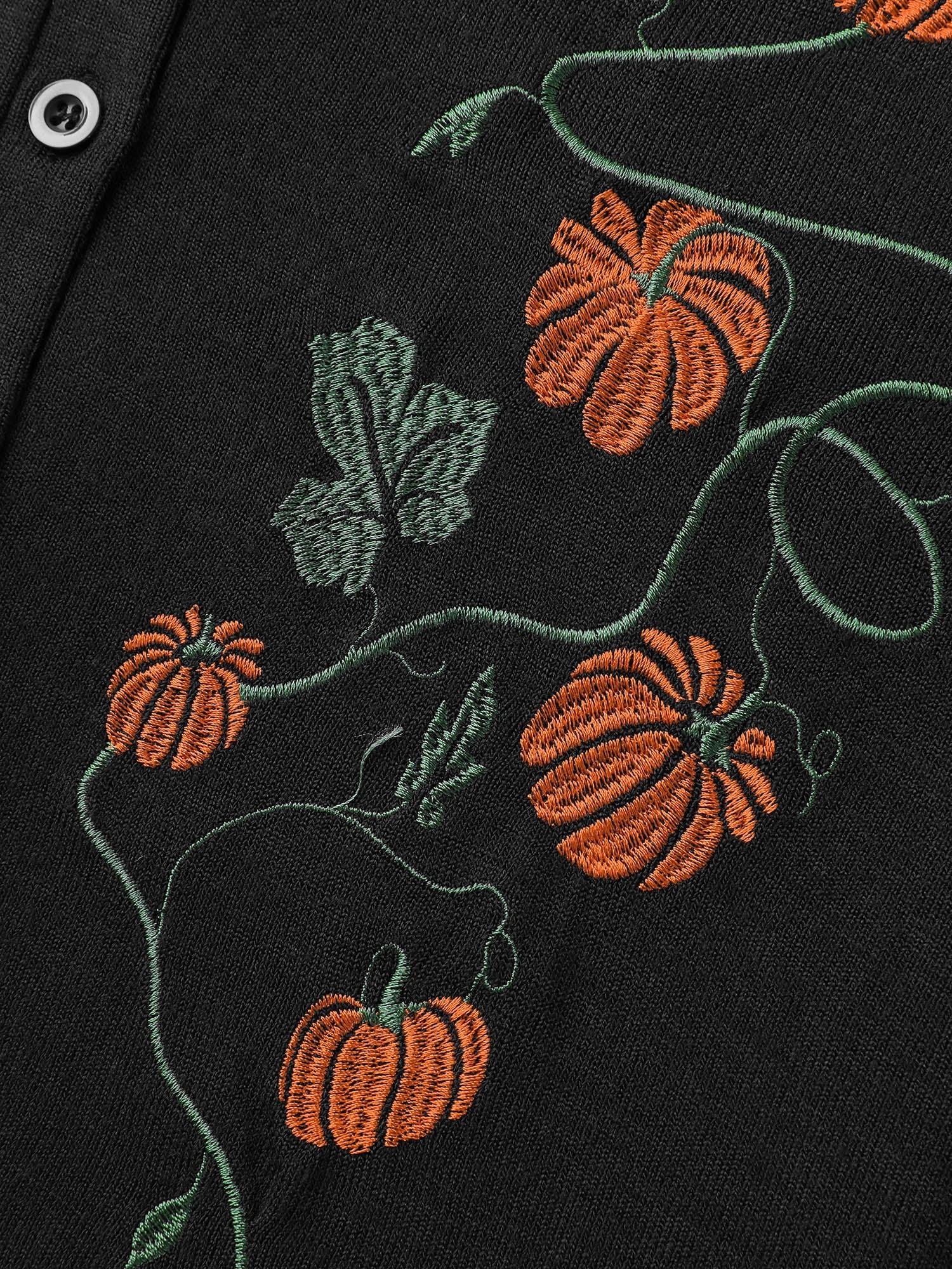 Floral Embroidery Stretch Knit Button Top