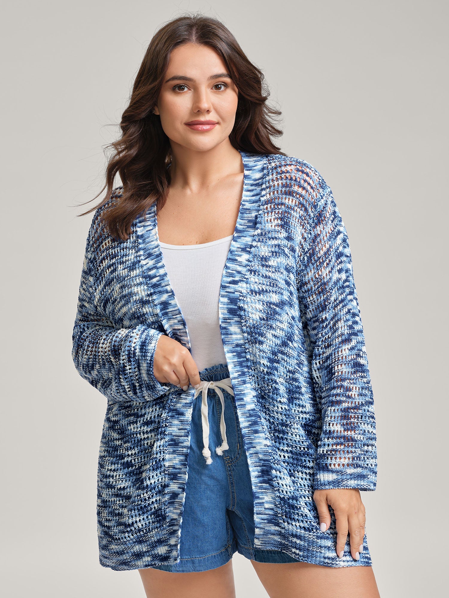 Abstract Textured Cut-Out Knit Cardigan