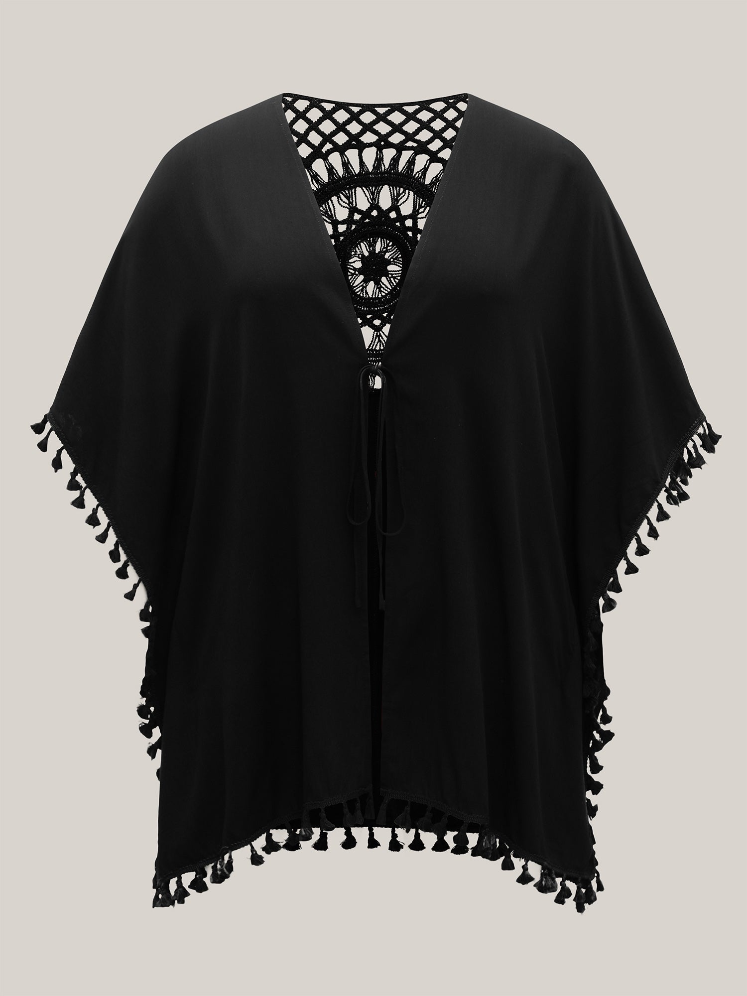 Backless Front-Tie Tassels Kimono