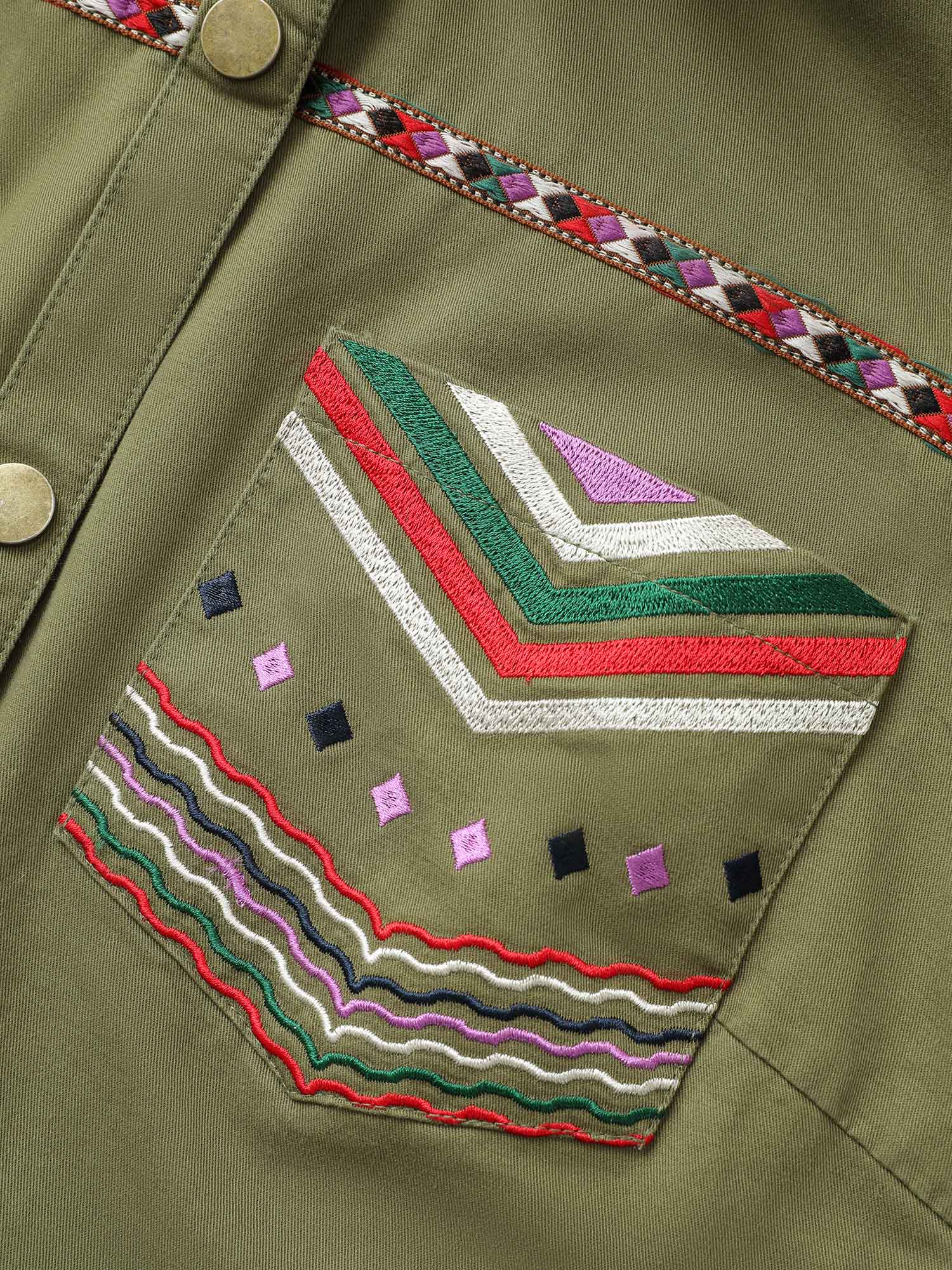 Bandana Embroidered Patched Pocket Jacket