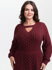 Cable Knit Textured Cut-Out Sweater Dress