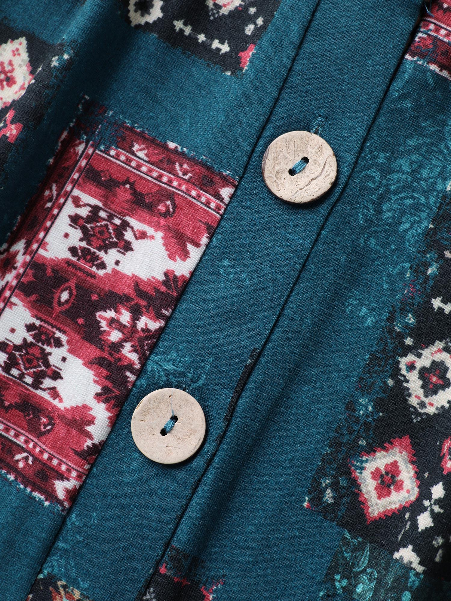 Supersoft Boho Collage Placket Pocket Jumpsuit