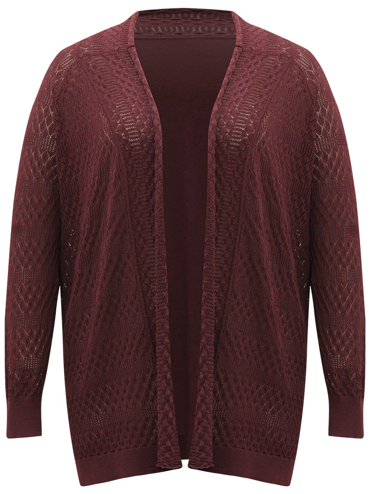 Solid Geometric Hollow Out Cardigan