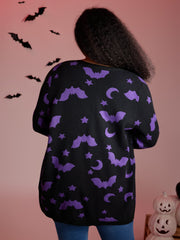 Bat Printed Jacquard Cardigan